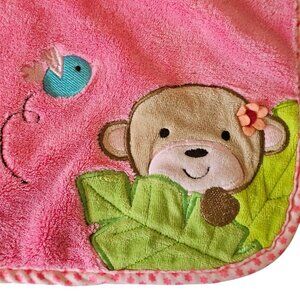 Garanimals‎ Plush Baby Girl Blanket Pink Monkey Blue Bird Walmart 30 X 40